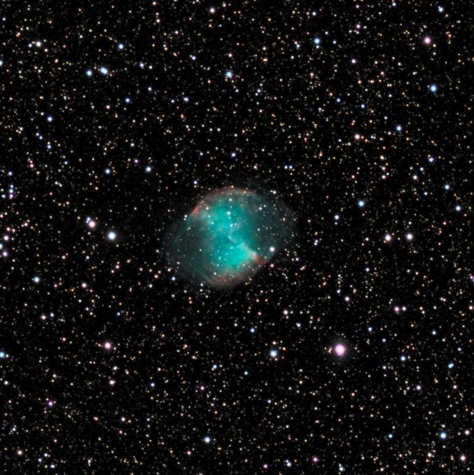 m27 seen using Celestron RASA 8 and ZWO ASI183MC